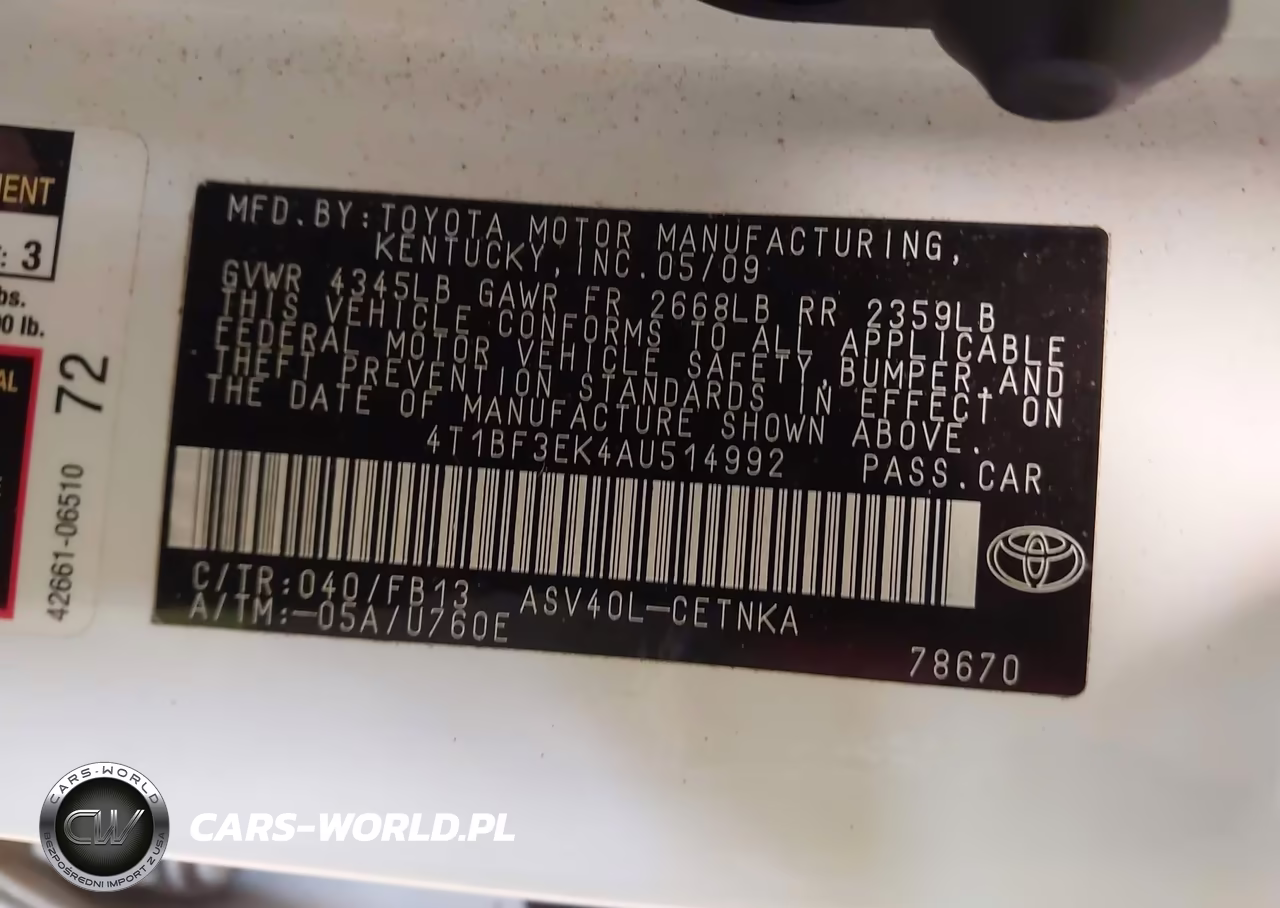 2010 Toyota Camry VIN:4T1BF3EK4AU514992 - 9