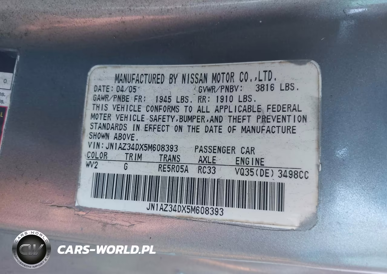 2005 Nissan 350Z Enthusiast VIN:JN1AZ34DX5M608393 - 9