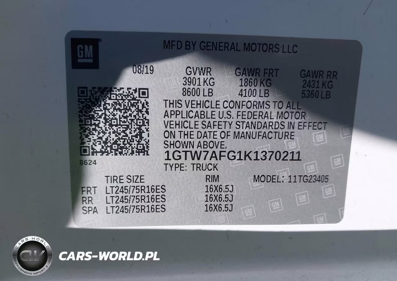 2019 GMC Savana 2500 Work Van VIN:1GTW7AFG1K1370211 - 9