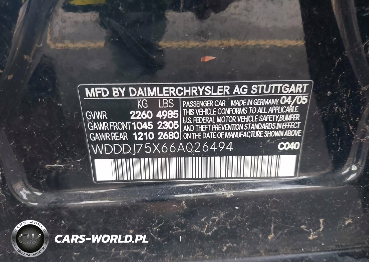 2006 Mercedes-Benz Cls 500 VIN:WDDDJ75X66A026494 - 9