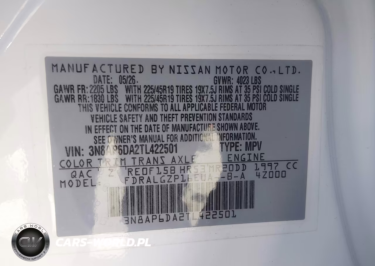 2026 Nissan Kicks Sr VIN:3N8AP6DA2TL422501 - 9