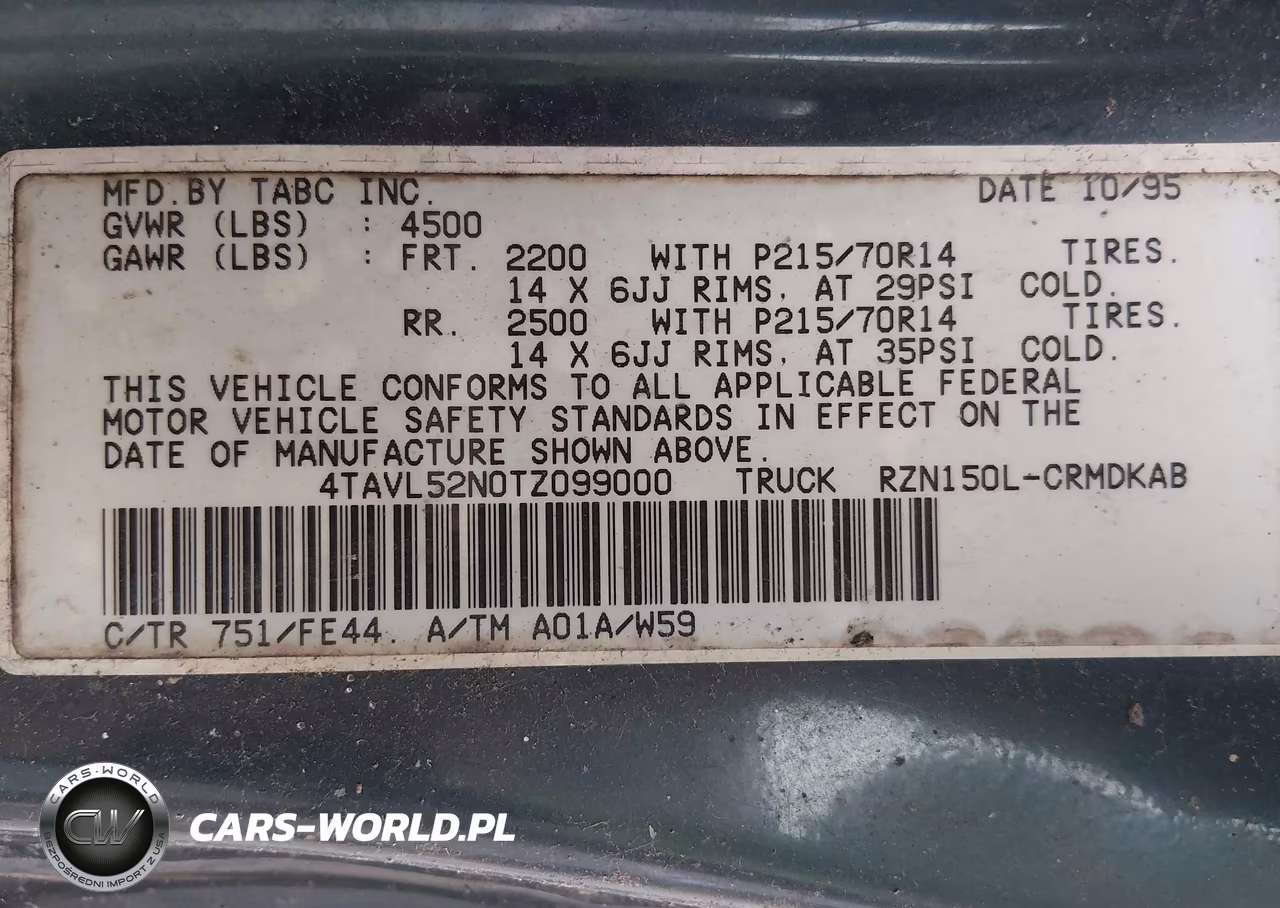 1996 Toyota Tacoma Xtracab VIN:4TAVL52N0TZ099000 - 9
