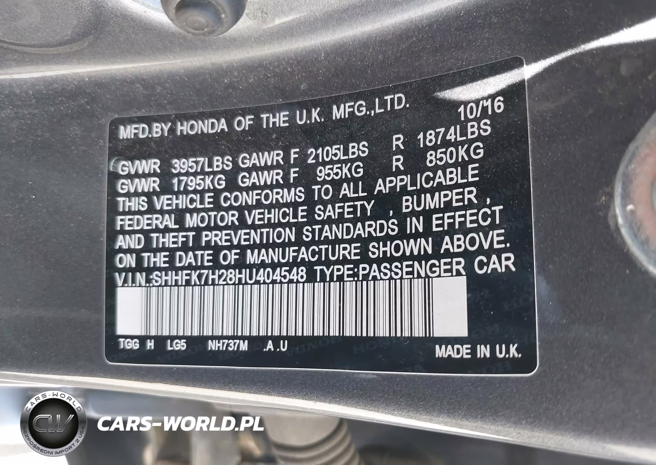 2017 Honda Civic Lx VIN:SHHFK7H28HU404548 - 9