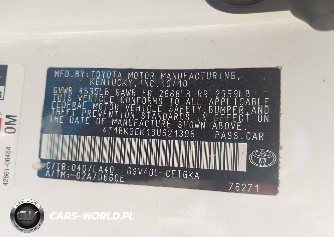 2011 Toyota Camry Xle V6 VIN:4T1BK3EK1BU621396 - 9