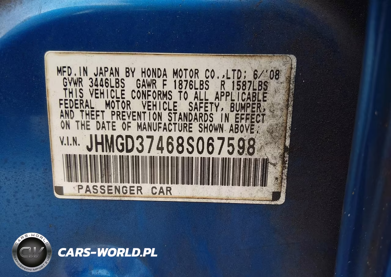 2008 Honda Fit VIN:JHMGD37468S067598 - 9