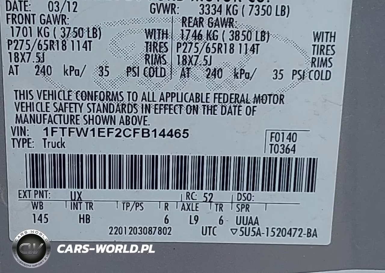 2012 Ford F-150 Lariat VIN:1FTFW1EF2CFB14465 - 9