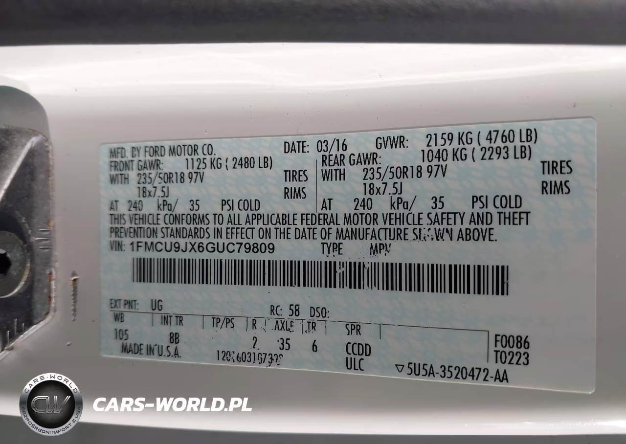 2016 Ford Escape Titanium VIN:1FMCU9JX6GUC79809 - 9
