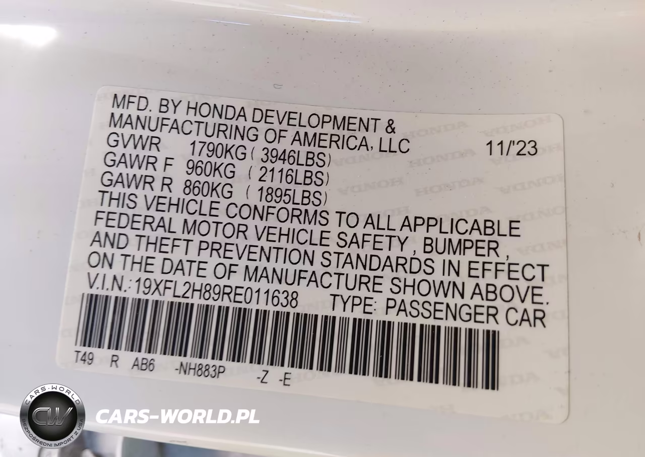 2024 Honda Civic Sport VIN:19XFL2H89RE011638 - 9