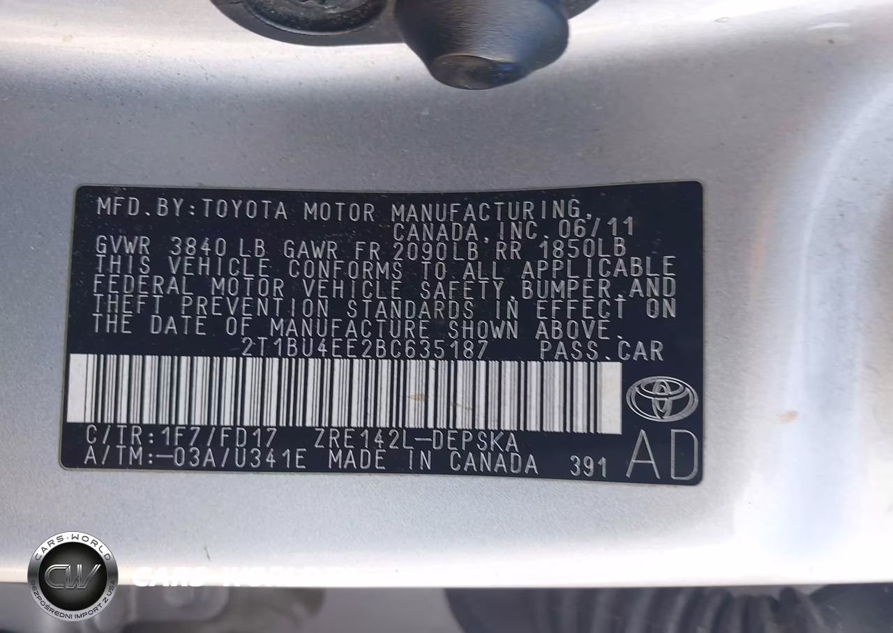 2011 Toyota Corolla S VIN:2T1BU4EE2BC635187 - 9