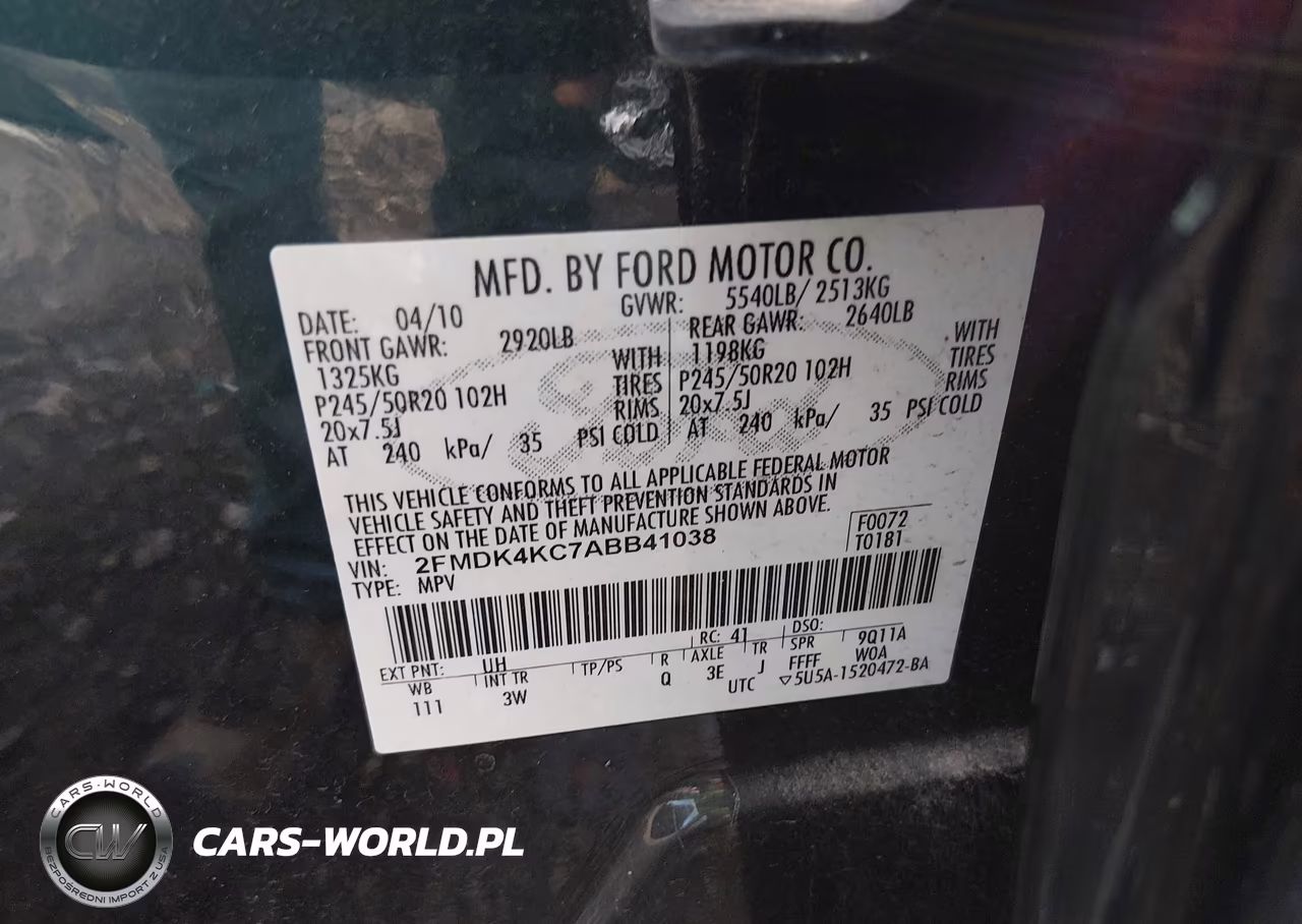 2010 Ford Edge Limited VIN:2FMDK4KC7ABB41038 - 9
