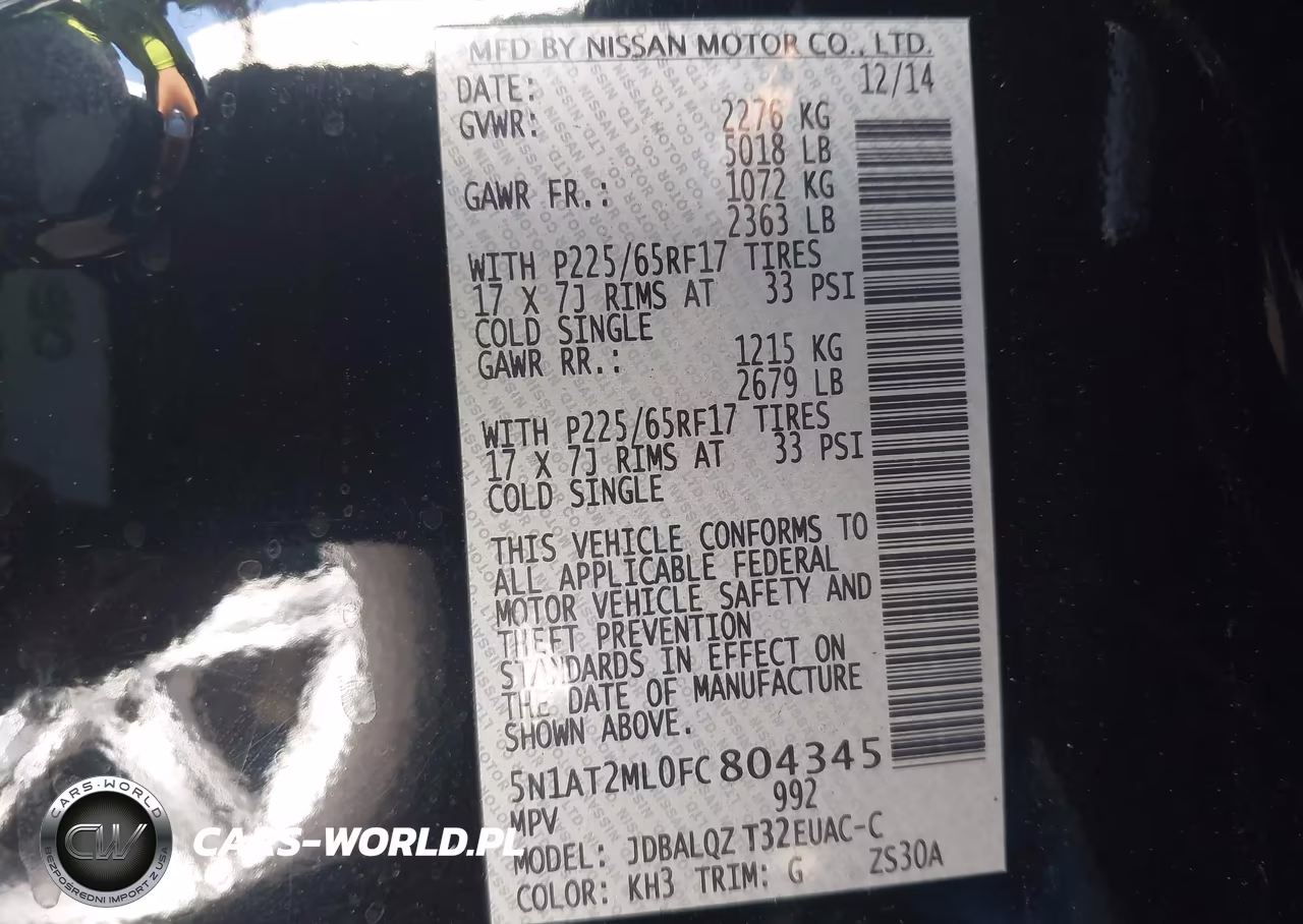 2015 Nissan Rogue Sv VIN:5N1AT2ML0FC804345 - 9