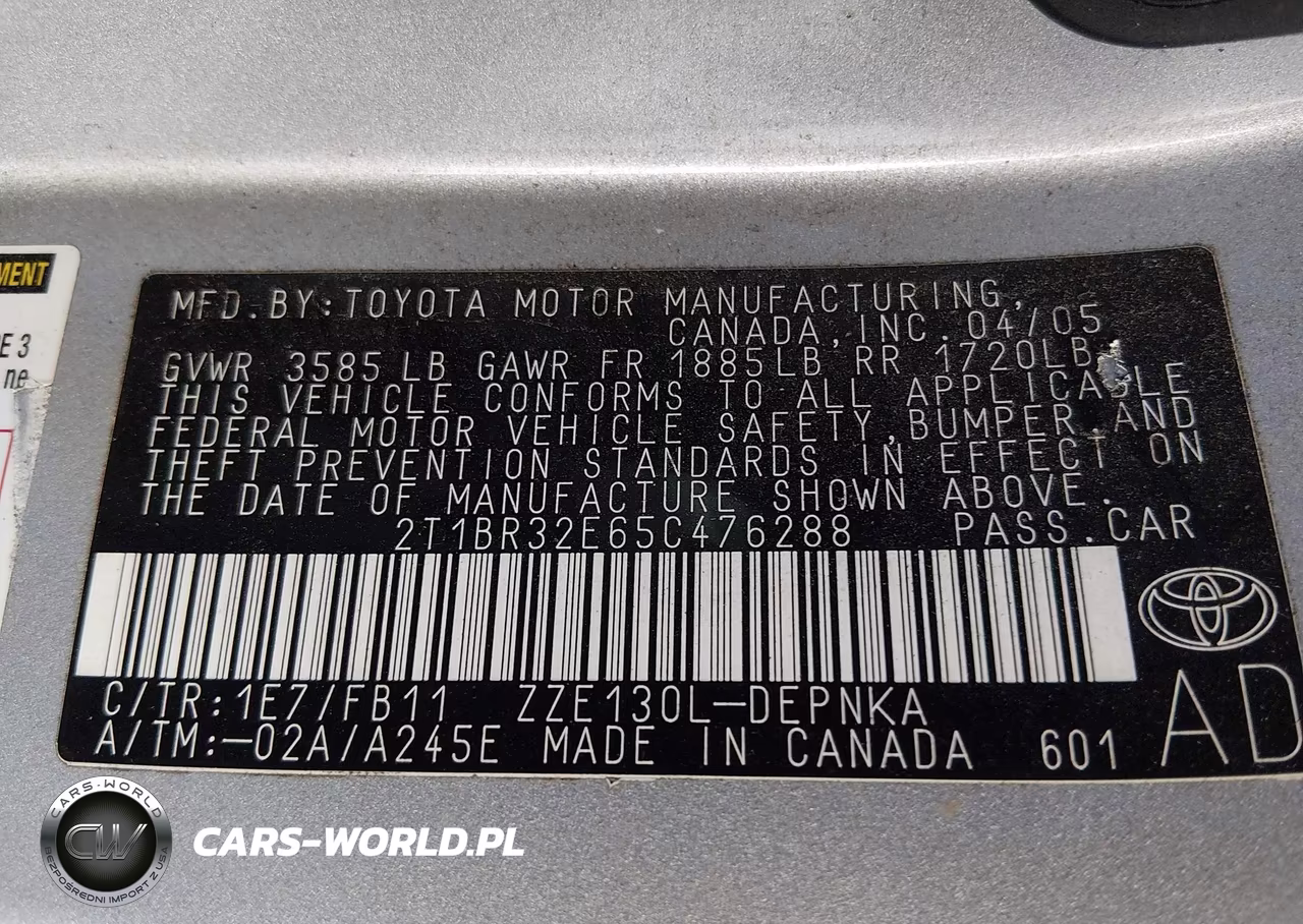 2005 Toyota Corolla Ce-Le-S VIN:2T1BR32E65C476288 - 9