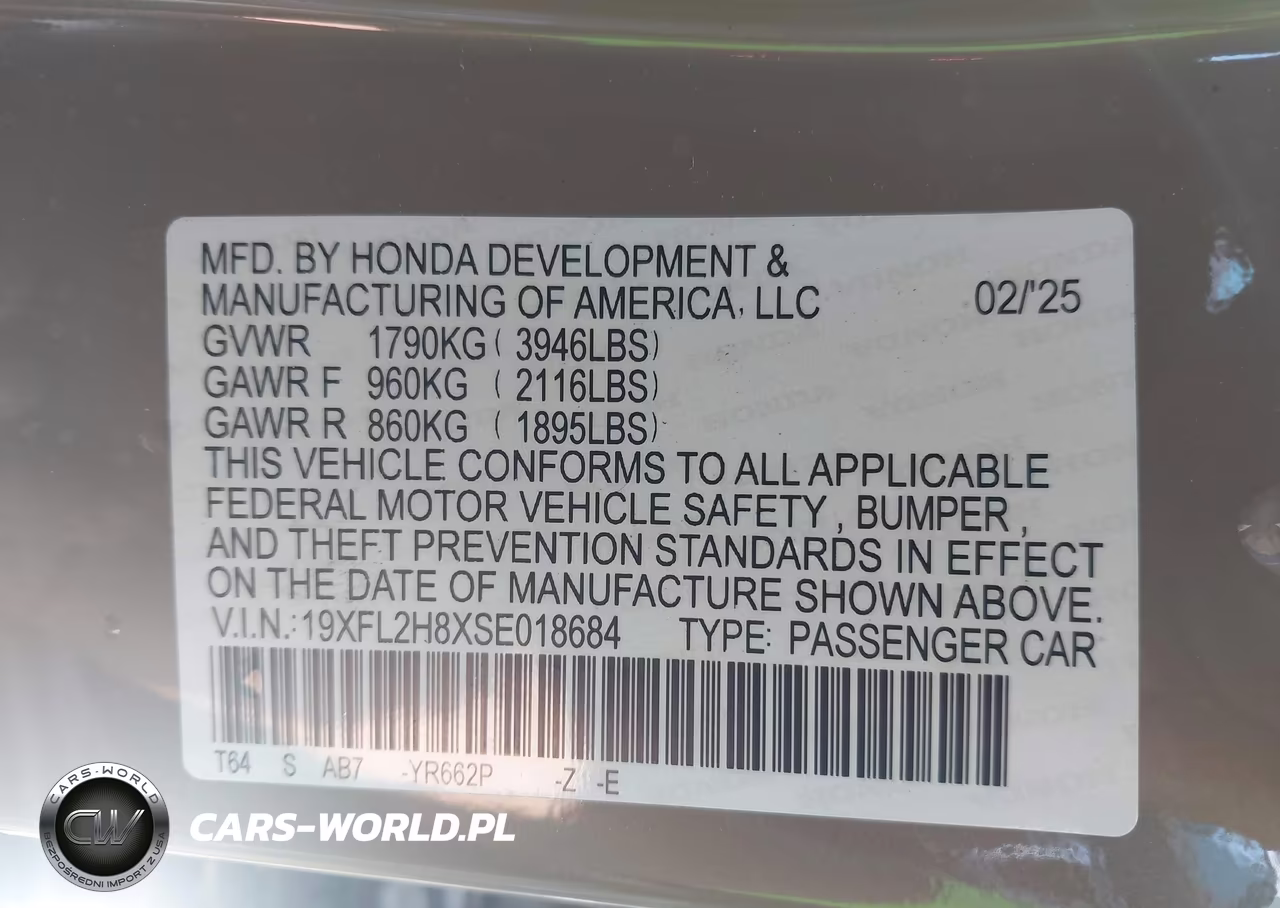 2025 Honda Civic Sedan Sport VIN:19XFL2H8XSE018684 - 9