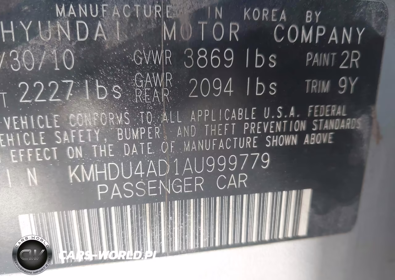2010 Hyundai Elantra Gls VIN:KMHDU4AD1AU999779 - 9