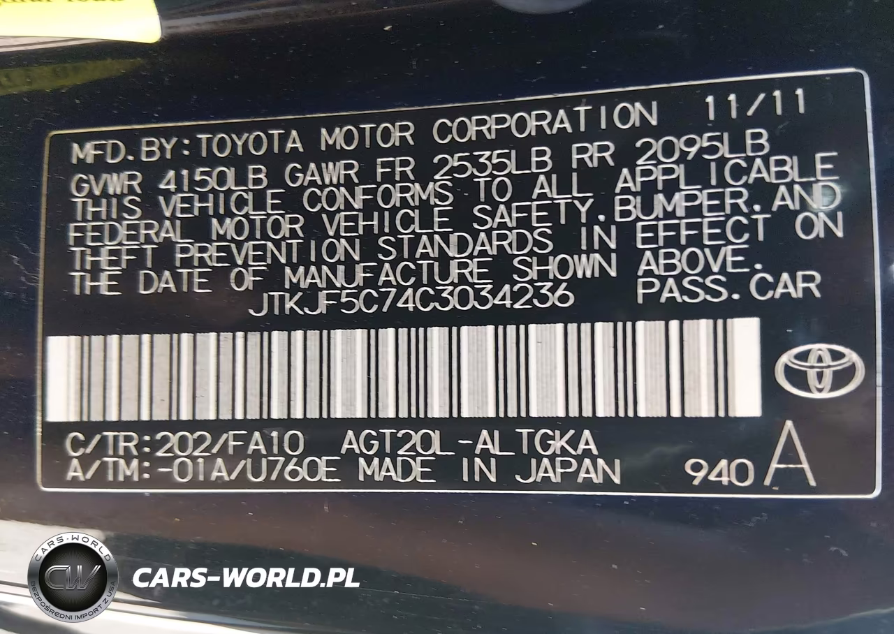 2012 Scion Tc VIN:JTKJF5C74C3034236 - 9