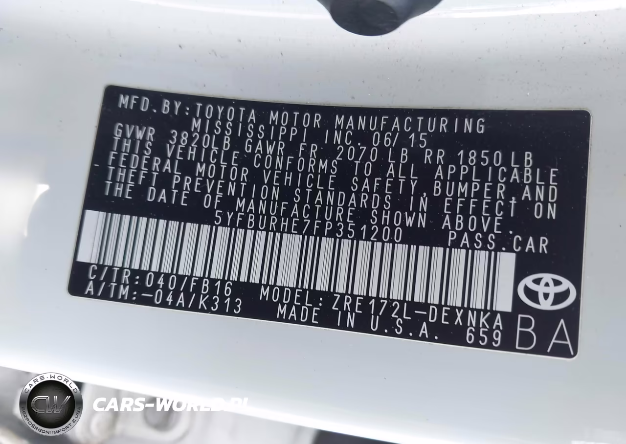 2015 Toyota Corolla Le Plus VIN:5YFBURHE7FP351200 - 9