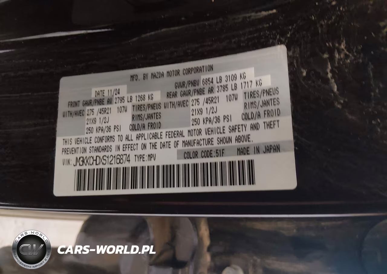 2025 Mazda Cx-90 3.3 Turbo Premium Sport VIN:JM3KKCHDXS1216874 - 9