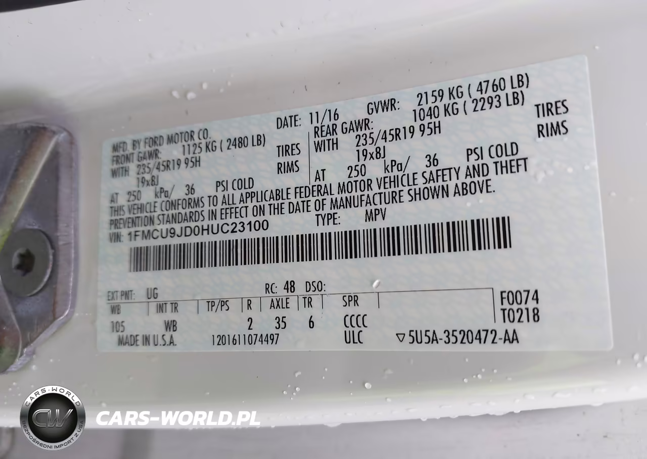 2017 Ford Escape Titanium VIN:1FMCU9JD0HUC23100 - 9