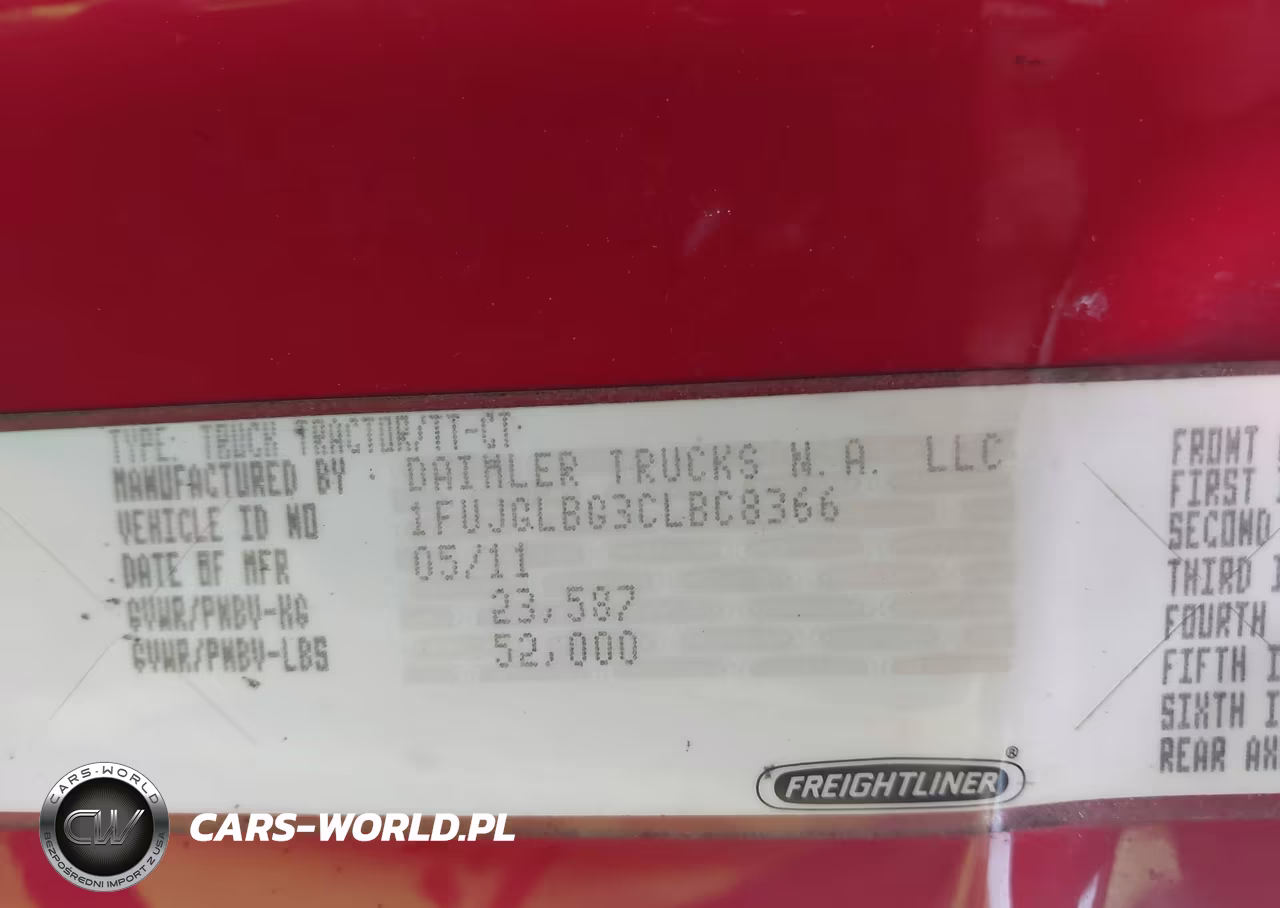 2012 Freightliner Cascadia 125 VIN:1FUJGLBG3CLBC8366 - 8