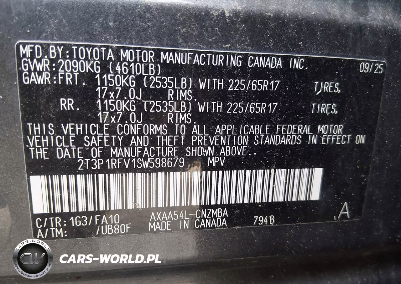 2025 Toyota Rav4 Xle VIN:2T3P1RFV1SW598679 - 9