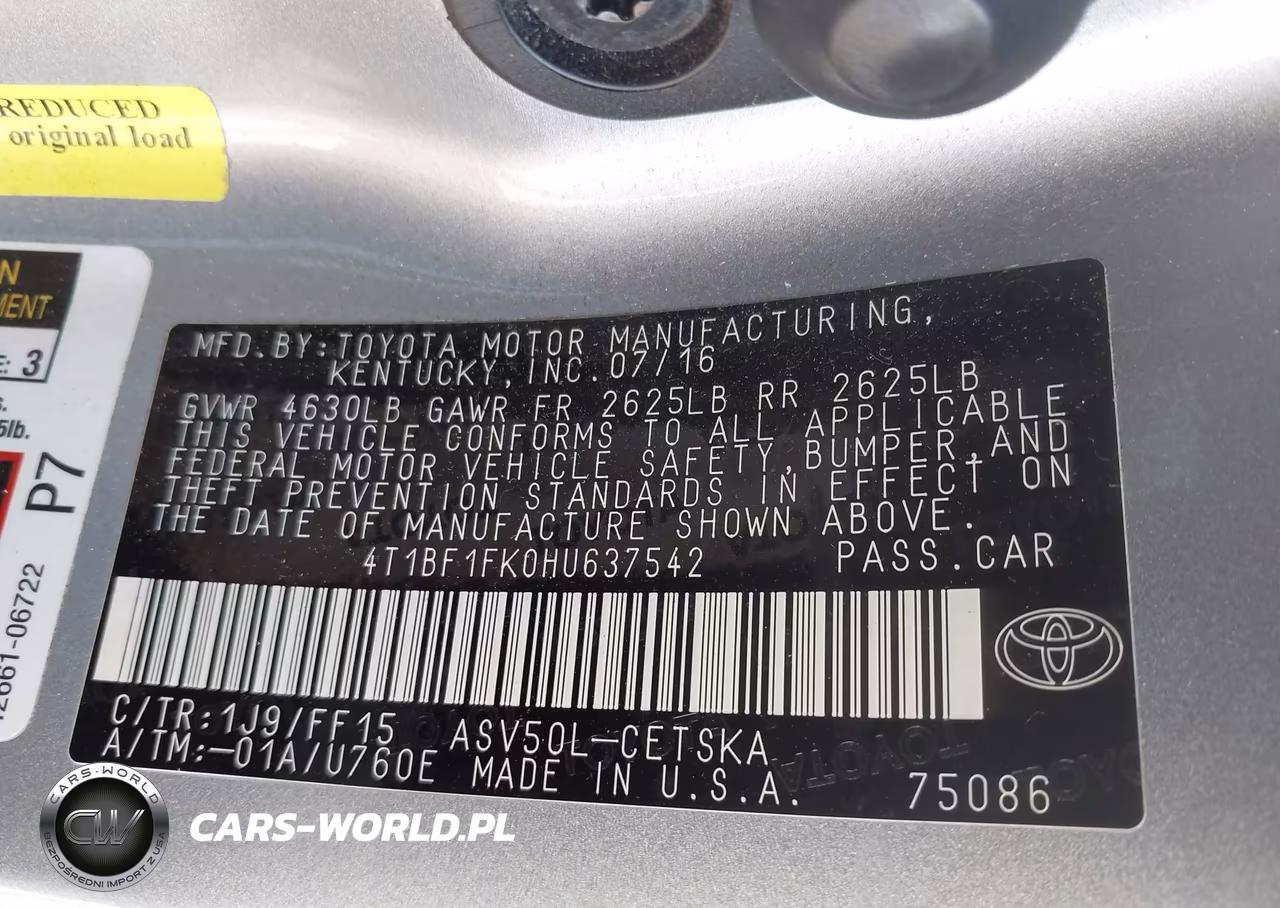 2017 Toyota Camry Se VIN:4T1BF1FK0HU637542 - 9