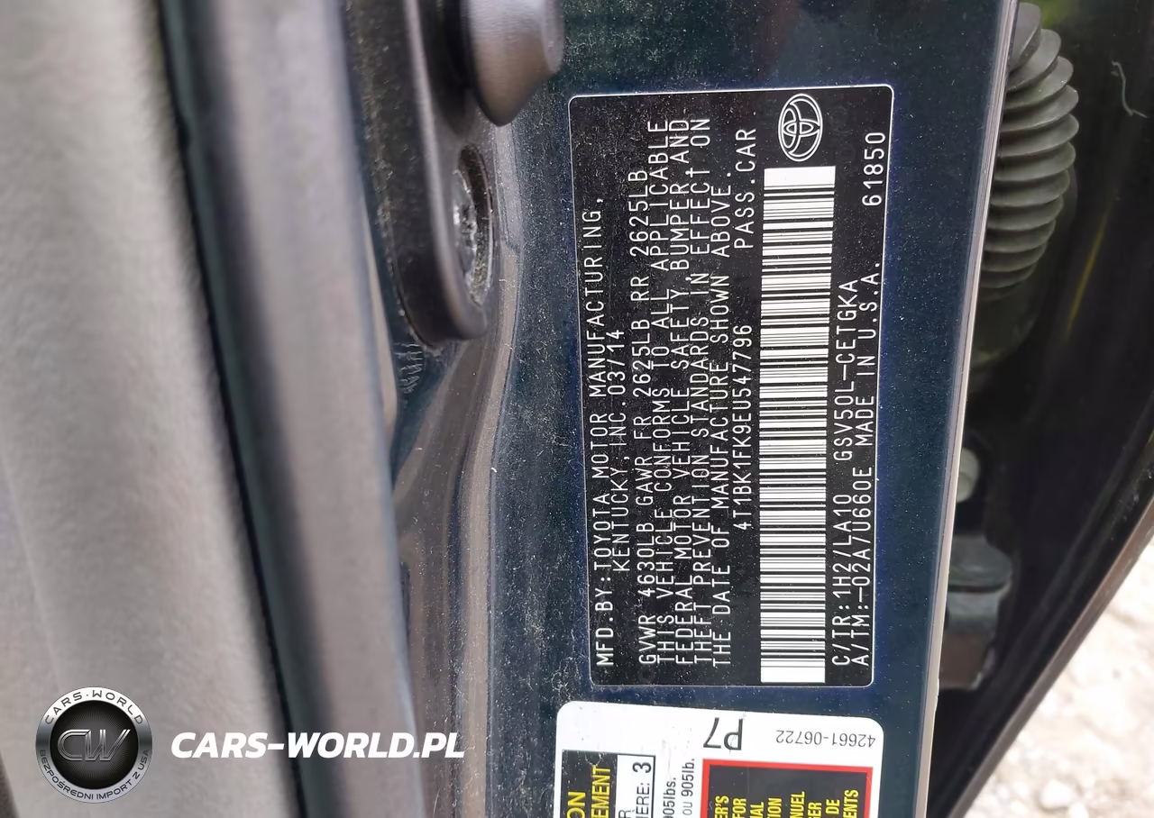 2014 Toyota Camry Xle V6 VIN:4T1BK1FK9EU547796 - 9