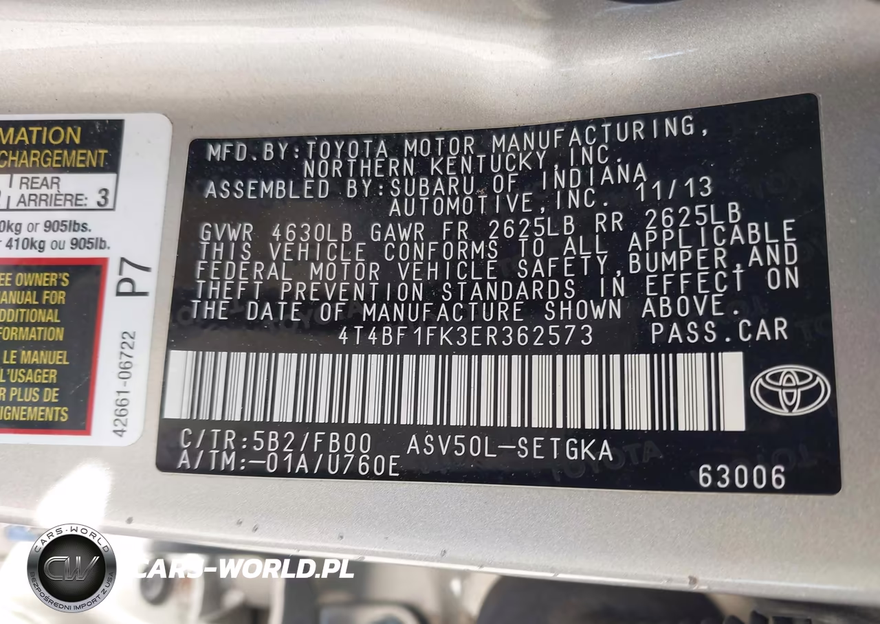 2014 Toyota Camry Xle VIN:4T4BF1FK3ER362573 - 9