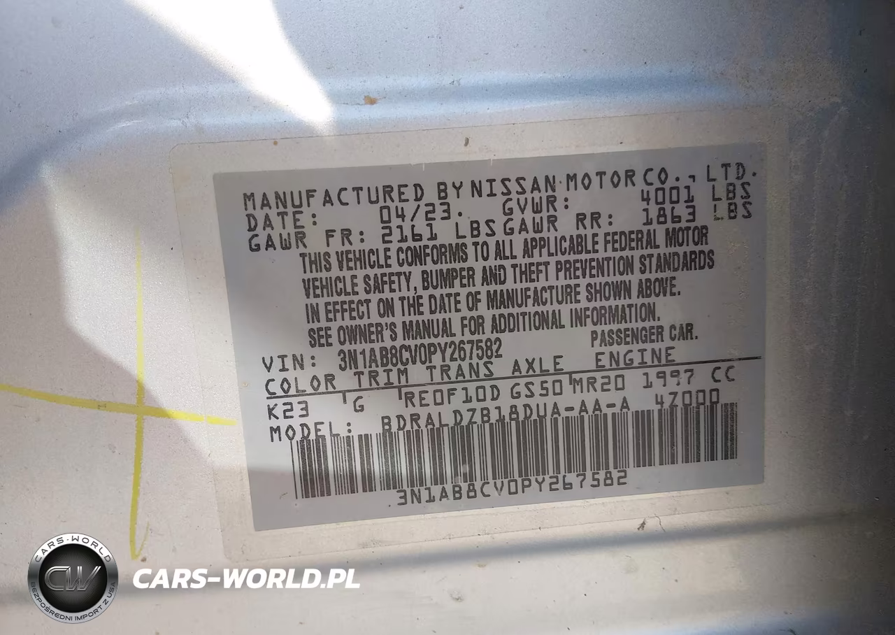2023 Nissan Sentra Sv Xtronic Cvt VIN:3N1AB8CV0PY267582 - 9