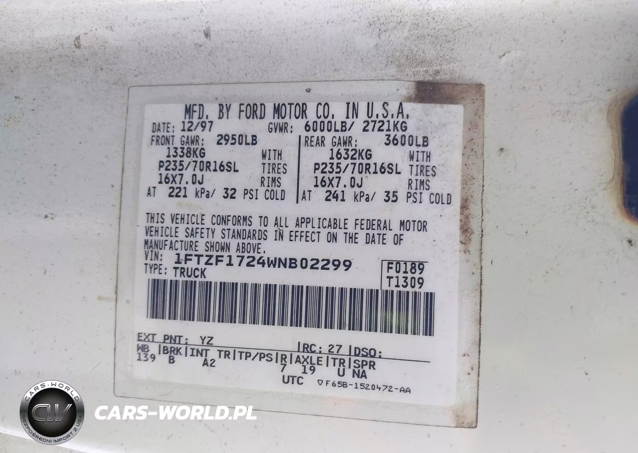 1998 Ford F-150 Standard-Xl-Xlt VIN:1FTZF1724WNB02299 - 9