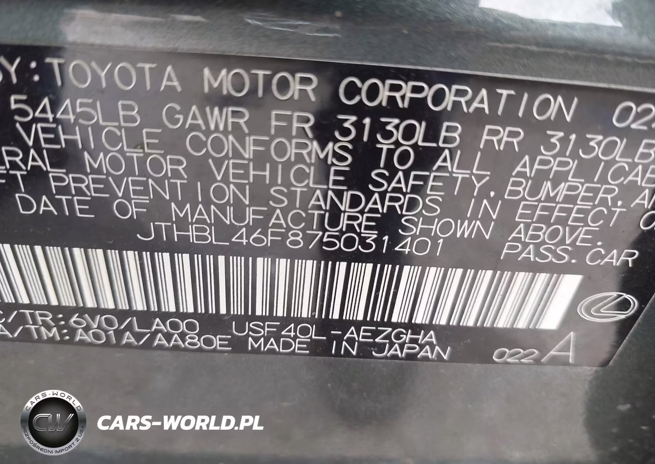 2007 Lexus Ls 460 VIN:JTHBL46F875031401 - 9