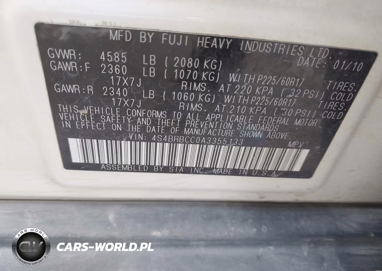 2010 Subaru Outback 2.5I Premium VIN:4S4BRBCC0A3355133 - 9