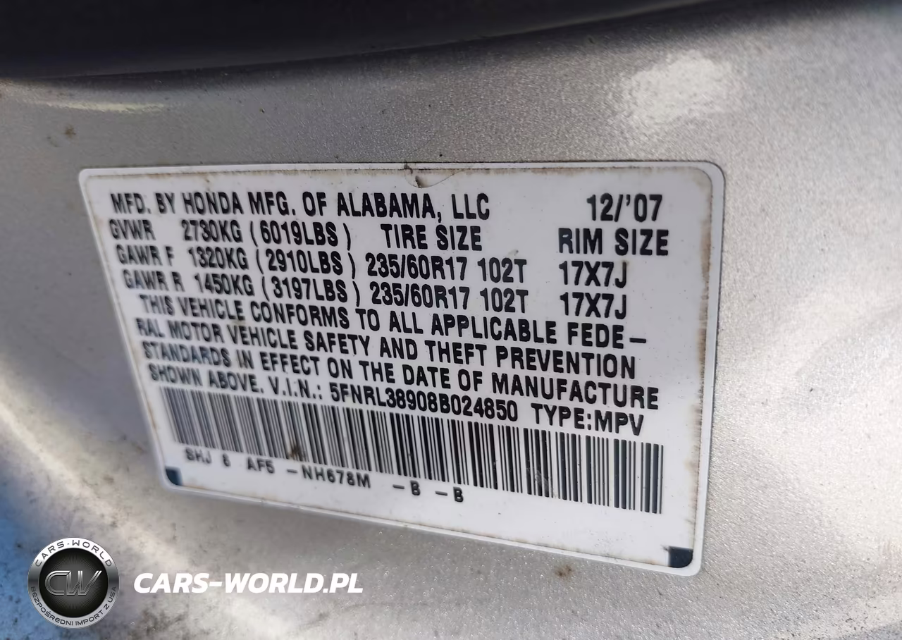 2008 Honda Odyssey Touring VIN:5FNRL38908B024850 - 9