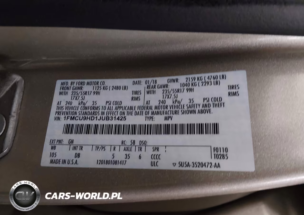 2018 Ford Escape Sel VIN:1FMCU9HD1JUB31425 - 9