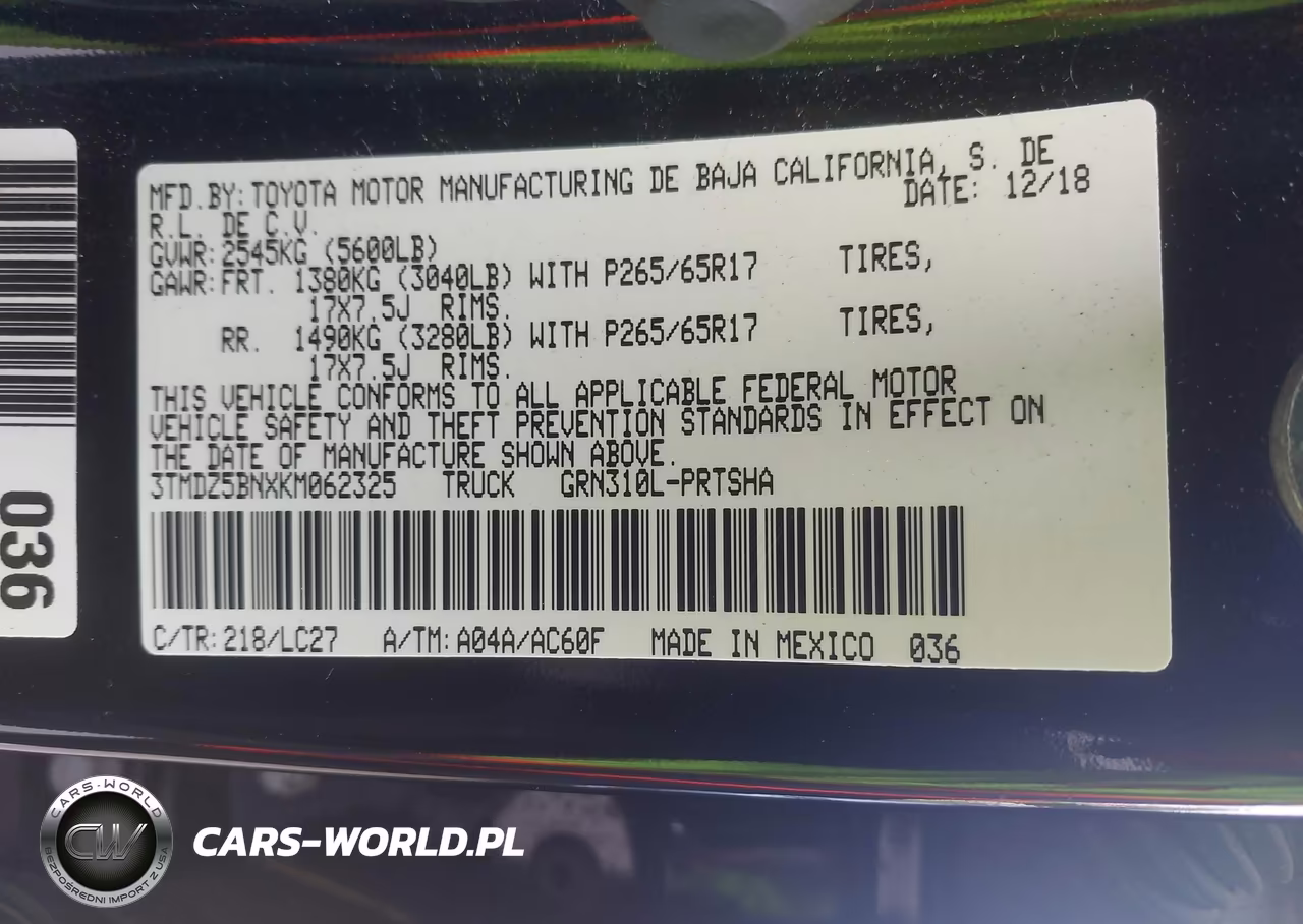 2019 Toyota Tacoma Trd Sport VIN:3TMDZ5BNXKM062325 - 9