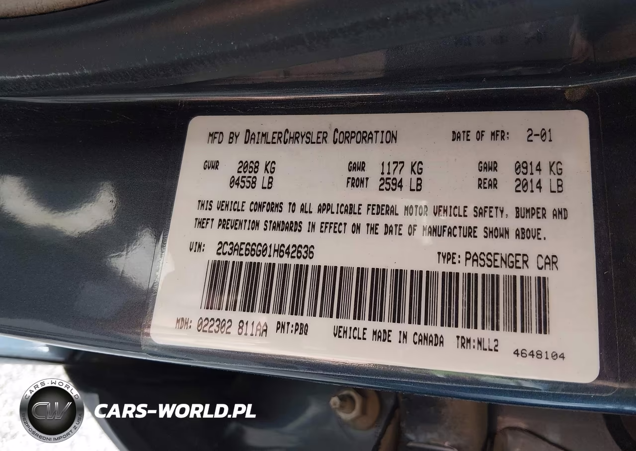2001 Chrysler 300M VIN:2C3AE66G01H642636 - 9