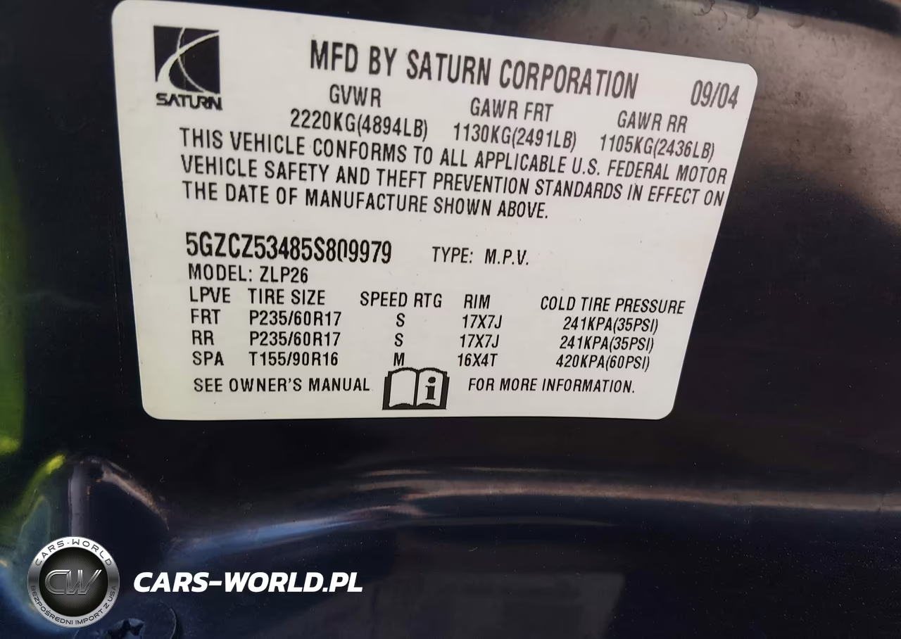 2005 Saturn Vue V6 VIN:5GZCZ53485S809979 - 9