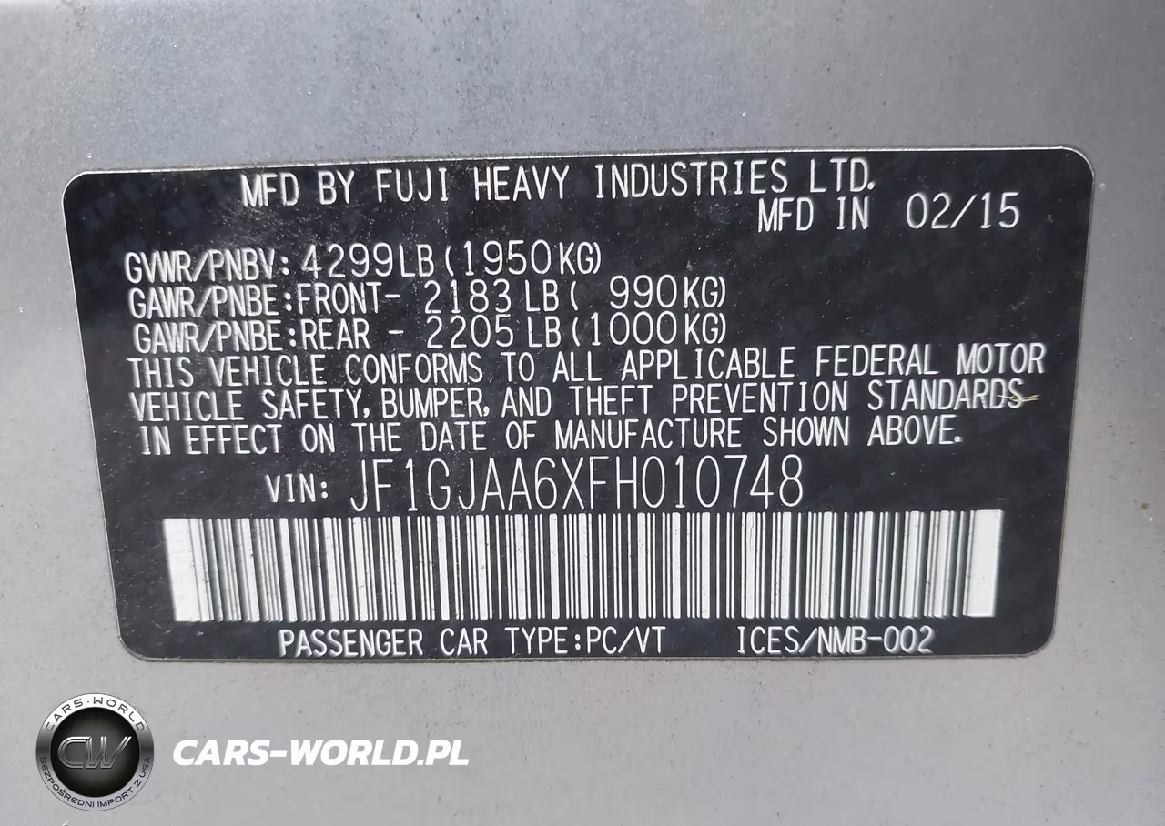 2015 Subaru Impreza 2.0I VIN:JF1GJAA6XFH010748 - 9