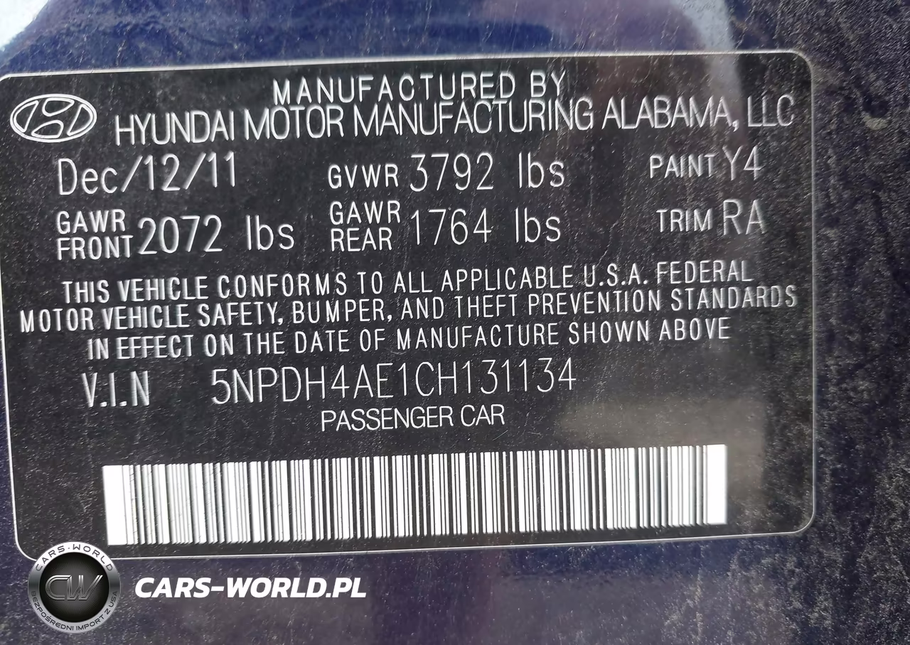 2012 Hyundai Elantra Limited VIN:5NPDH4AE1CH131134 - 9