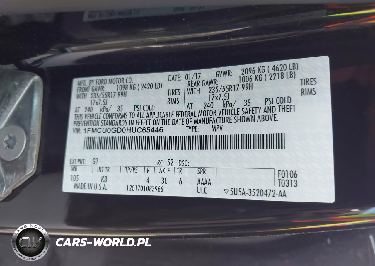 2017 Ford Escape Se VIN:1FMCU0GD0HUC65446 - 9