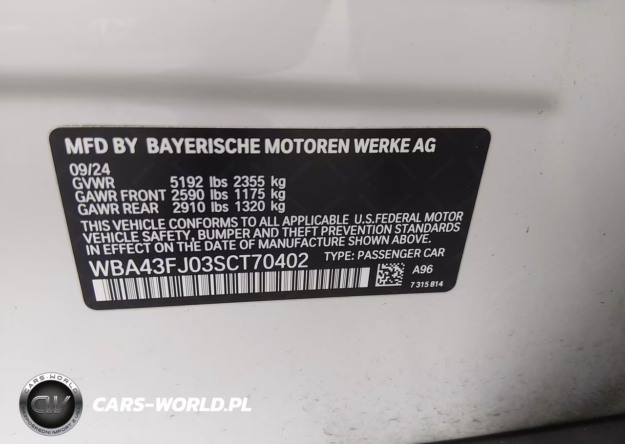 BMW 530 I VIN:WBA43FJ03SCT70402 - 9