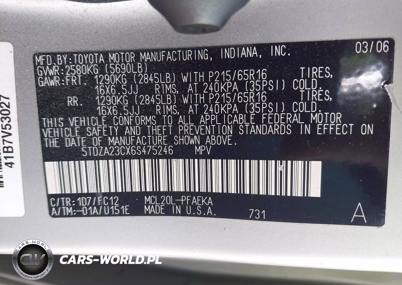2006 Toyota Sienna Le VIN:5TDZA23CX6S475246 - 9