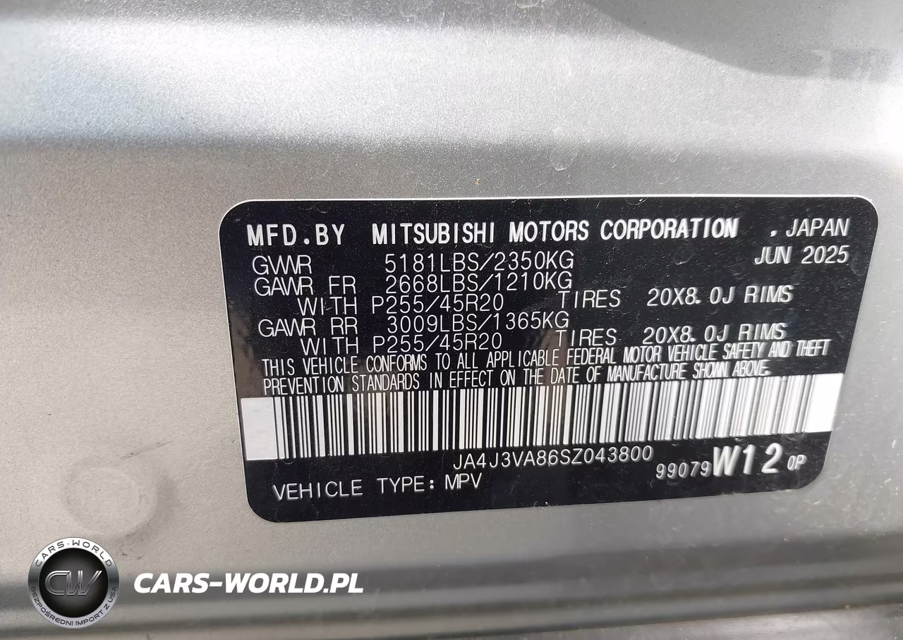 2025 Mitsubishi Outlander Se 2.5 2Wd VIN:JA4J3VA86SZ043800 - 9