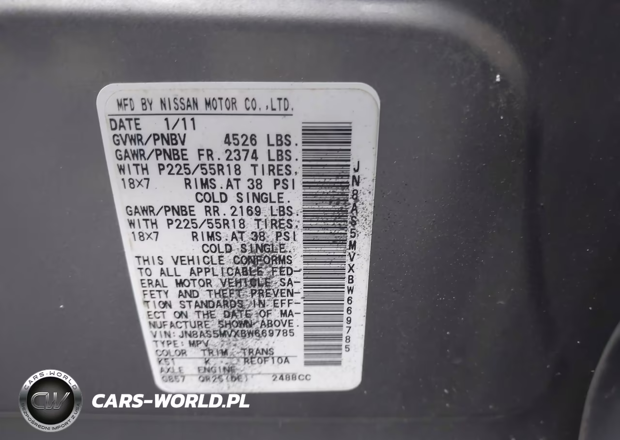 2011 Nissan Rogue Sv VIN:JN8AS5MVXBW669785 - 9