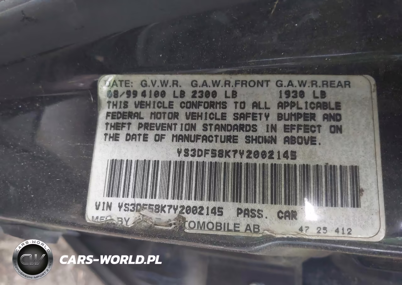 2000 Saab 9-3 Se VIN:YS3DF58K7Y2002145 - 9