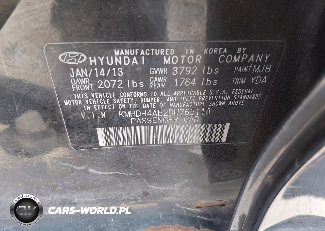 2013 Hyundai Elantra Limited VIN:KMHDH4AE2DU765118 - 9