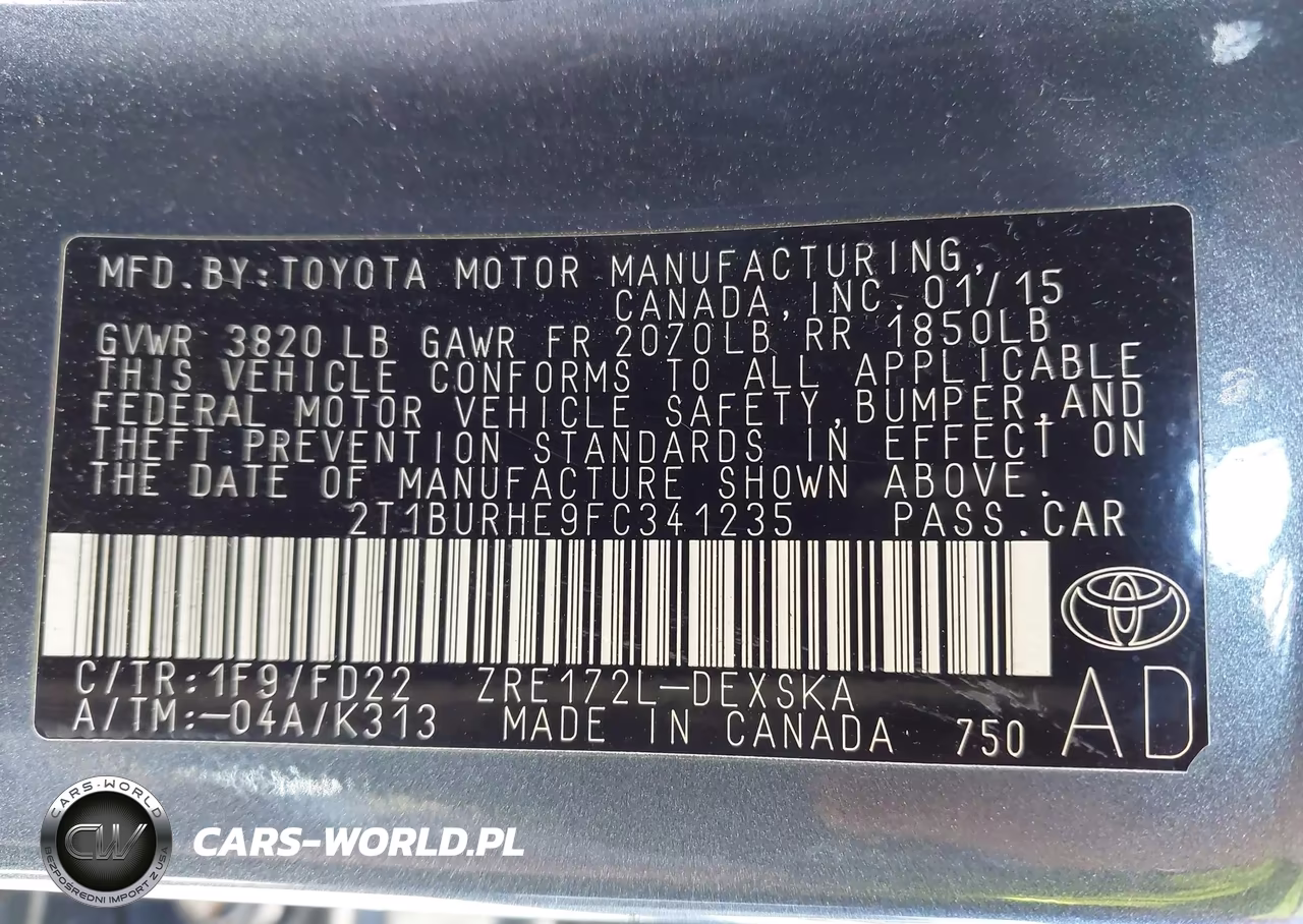 2015 Toyota Corolla S Plus VIN:2T1BURHE9FC341235 - 9