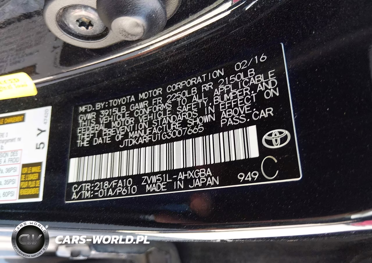 2016 Toyota Prius Three VIN:JTDKARFU1G3007665 - 9