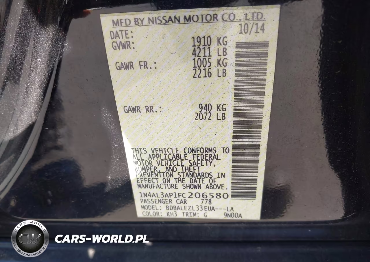 2015 Nissan Altima 2.5 S VIN:1N4AL3AP1FC206580 - 9