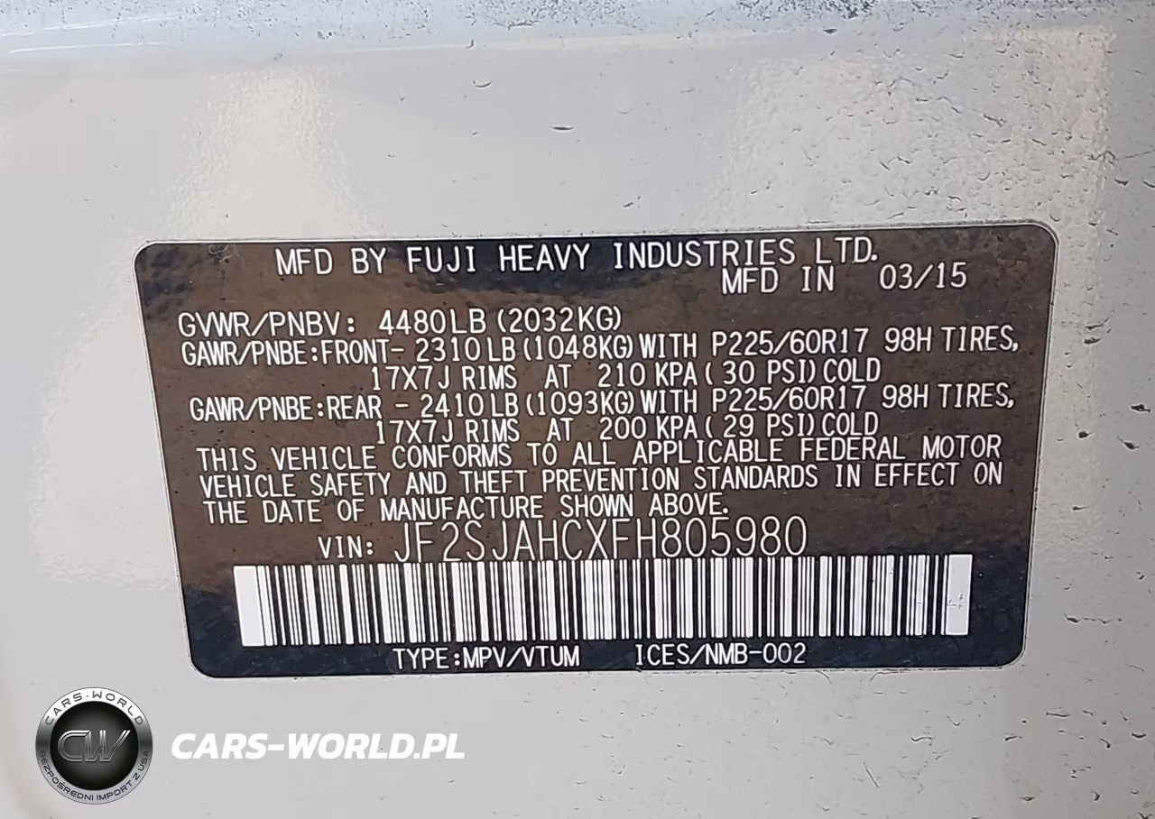 2015 Subaru Forester 2.5I Limited VIN:JF2SJAHCXFH805980 - 9