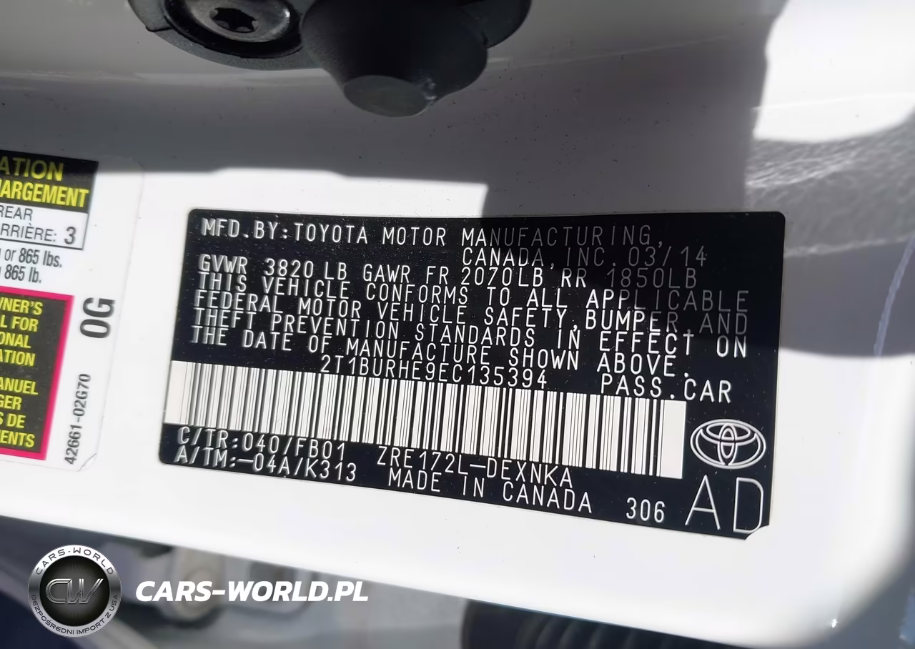 2014 Toyota Corolla Le VIN:2T1BURHE9EC135394 - 9